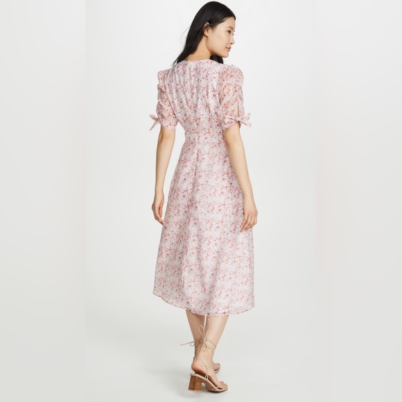 Glamorous Pink Floral Organza Midi Dress - Picture 4 of 7